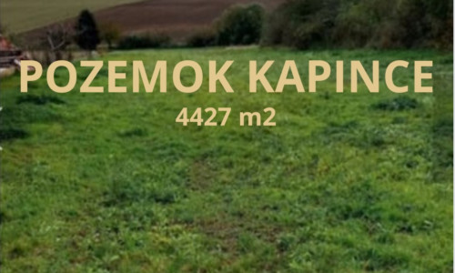 Na predaj pozemok Kapince 4.427 m2 s projektom RD.