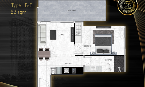 Vzorový 1 izbový apartmán 52 m², typ 1B-F