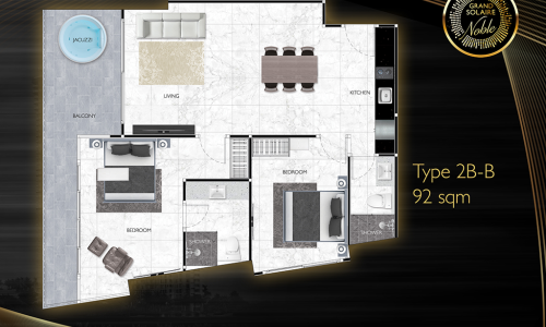 Vzorový 2 izbový apartmán 92 m², typ 2B-B