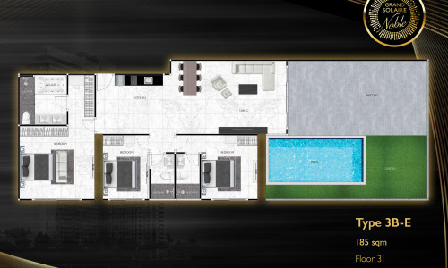 Vzorový 3 izbový apartmán 185 m², typ 3B-E