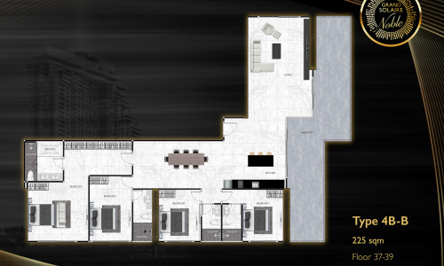 Vzorový 4 izbový apartmán 225 m², typ 4B-B