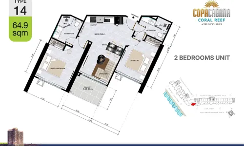 Vzorový 2 izbový apartmán 64,9 m², typ 14