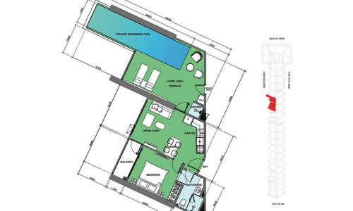 Vzorový 1 izbový apartmán s bazénom 80 m², typ 16