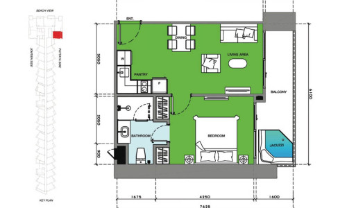 Vzorový 1 izbový apartmán 46,50 m², typ 1