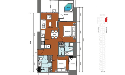 Vzorový 2 izbový apartmán 64 m², typ 2