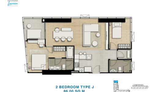 Vzorový 2 izbový apartmán 86 m², typ J