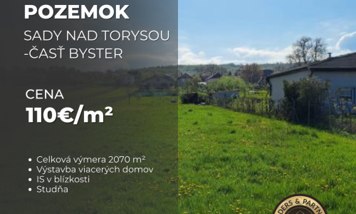 Stavebný pozemok Sady nad Torysou - časť Byster