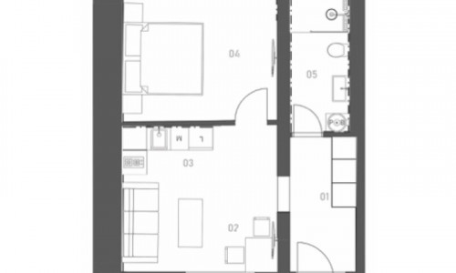 Rezidencia Trojka - vzorový apartmán 2+kk B1