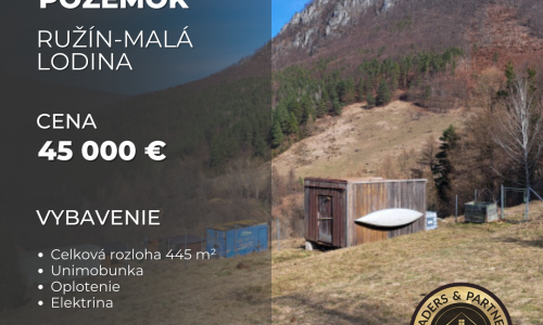 Rekreačný pozemok Malá Lodina-Ružín, 445 m²