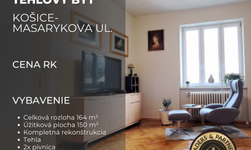 Veľký 4 izbový tehlový byt v centre Košíc, Masarykova ul.