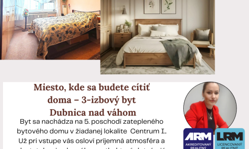 Bývanie v srdci Dubnice: 3-izbový byt 80 m² s dvoma balkónmi