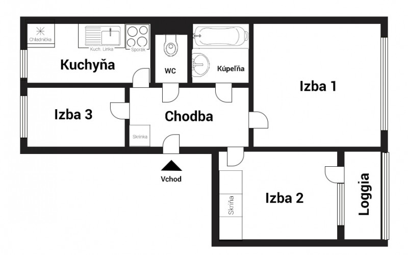 3 izbový byt Košice-Sídlisko Ťahanovce, Havanská, kompl. rek., loggia