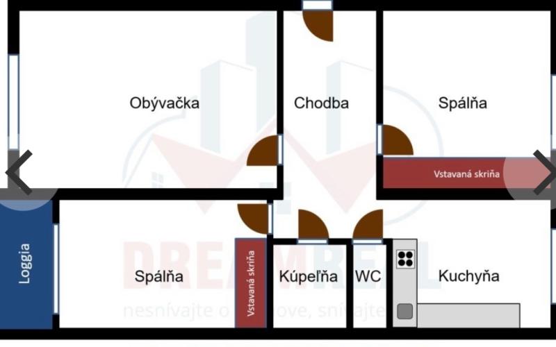 3. izbový byt Košice - Ťahanovce, Pekinská, čiast. rek., loggia