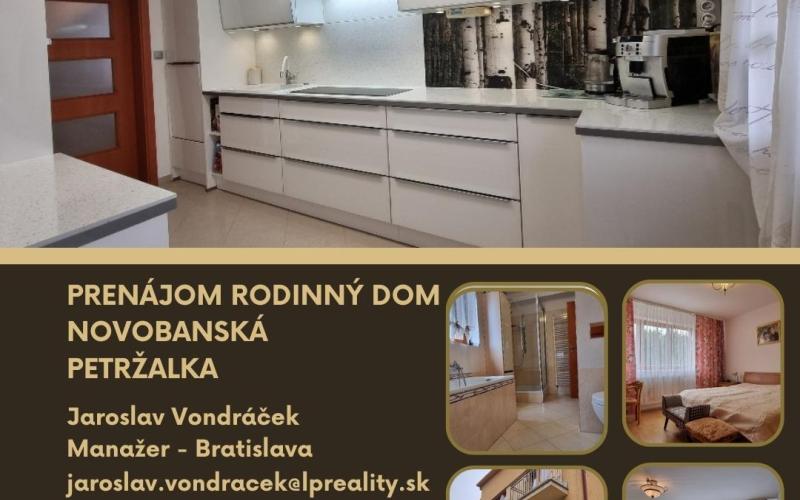PRENÁJOM 3 IZBOVÉHO RODINNÉHO DOMU NOVOBANSKÁ - PETRŽALKA