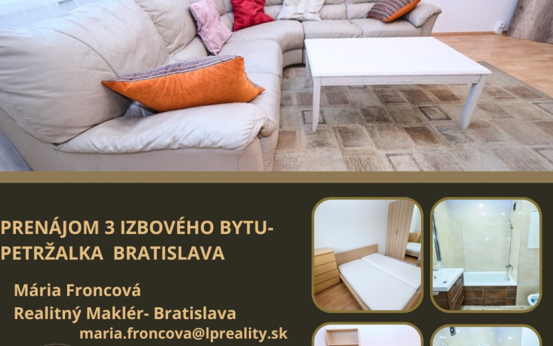 PRENÁJOM 3- IZBOVÉHO BYTU -  PETRŽALKA , BRATISLAVA
