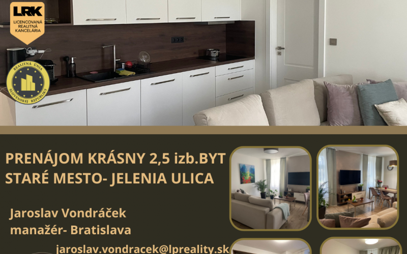 PRENÁJOM NADŠTANDARDNÝ 2,5 IZBOVÝ BYT JELENIA ULICA-STARÉ MESTO