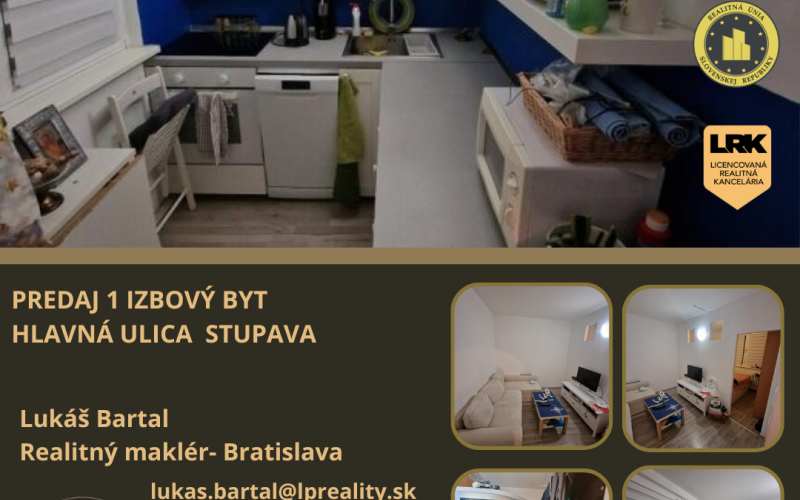 PREDAJ 1 IZBOVÝ BYT - HLAVNÁ ULICA  STUPAVA