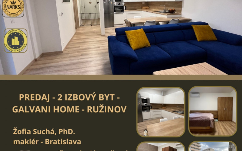 PREDAJ 2 IZBOVÝ BYT V NOVOSTAVBE, GALVANIHO ULICA - RUŽINOV