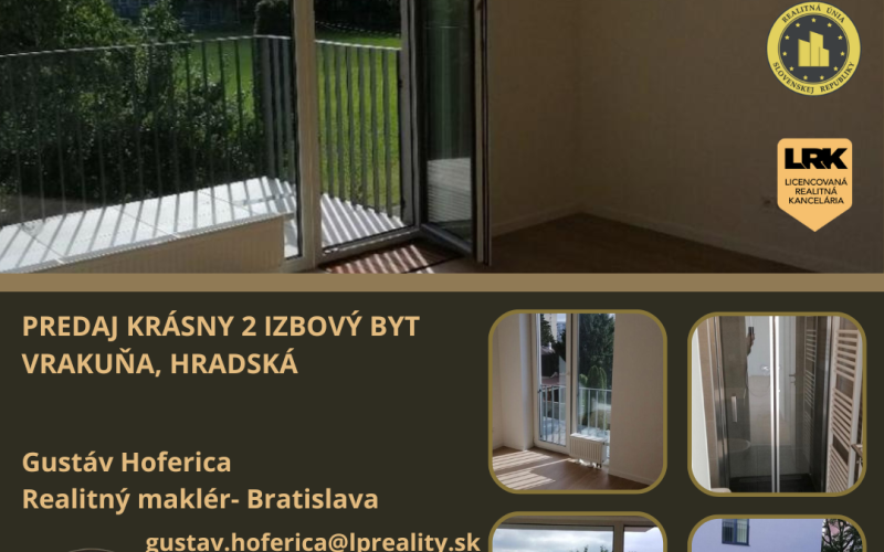 PRENÁJOM KRÁSNY 2 IZBOVÝ BYT, VRAKUŇA, HRADSKÁ