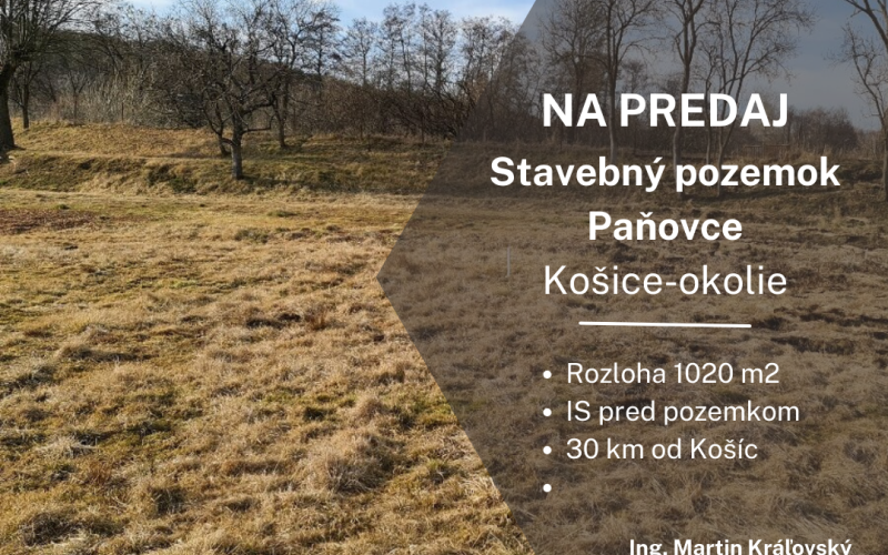 Stavebný pozemok, obec Paňovce, Košice-okolie, 1020 m2