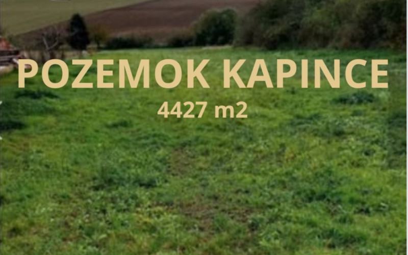 Na predaj pozemok Kapince 4.427 m2 s projektom RD.