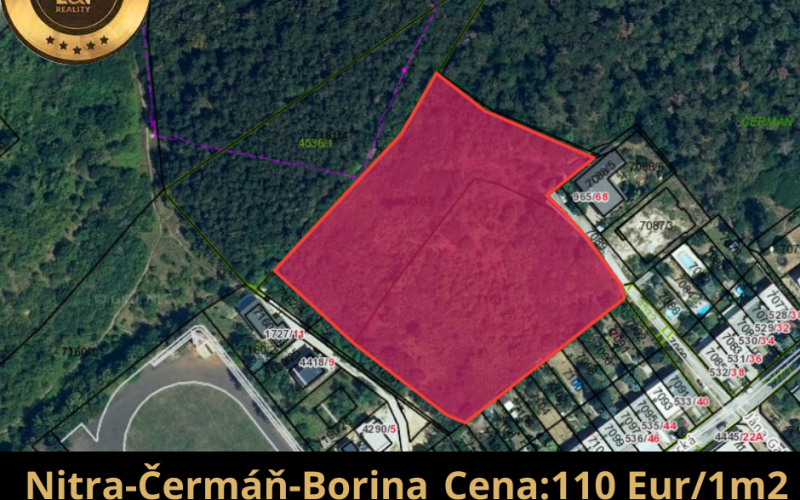 Na predaj pozemok 9548 m2 Nitra- Čermáň Borina