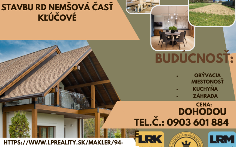 REZERVOVANÉ! Znížená cena!!!Slnečný pozemok na výstavbu RD Nemšová časť Kľúčové