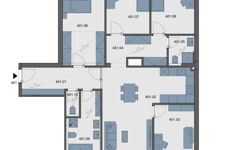 Projekt Zelené Kaskády, byt 5+kk, 4.NP