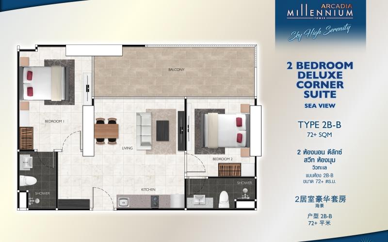 Vzorový 2 izbový apartmán 72 m², typ 2B-B