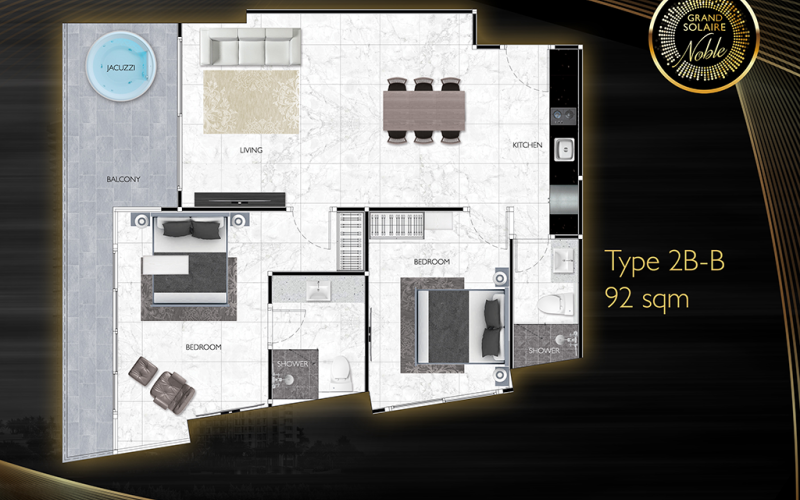 Vzorový 3 izbový apartmán 190 m², typ 3B-B