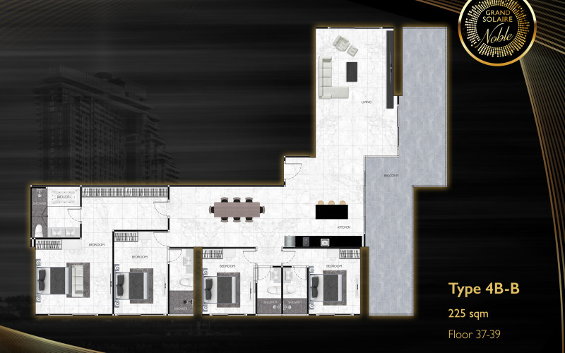Vzorový 4 izbový apartmán 225 m², typ 4B-B