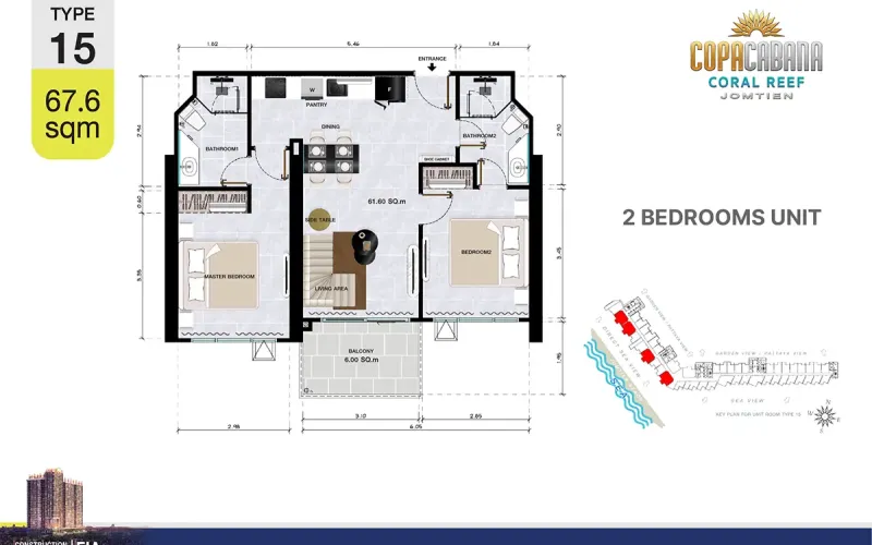 Vzorový 2 izbový apartmán 67,6 m², typ 15