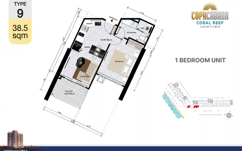 Vzorový 1 izbový apartmán 38,5 m², typ 9