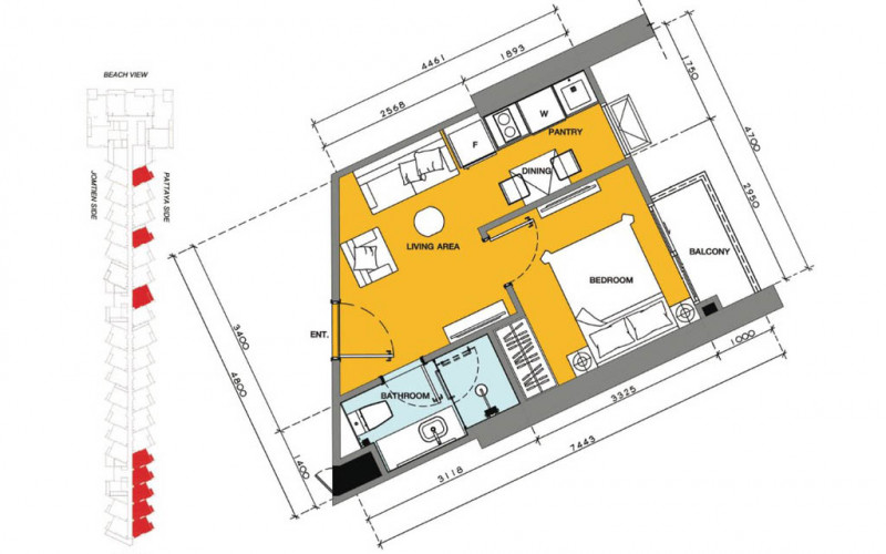 Vzorový 1 izbový apartmán 29 m², typ 7