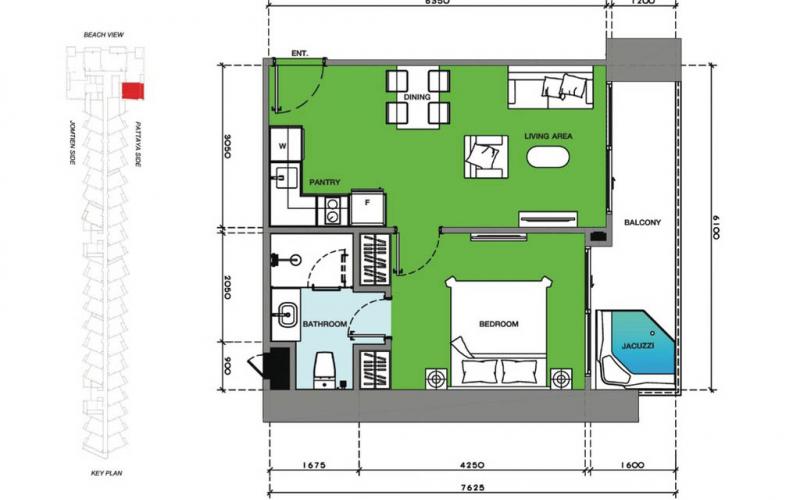Vzorový 1 izbový apartmán 46,50 m², typ 1