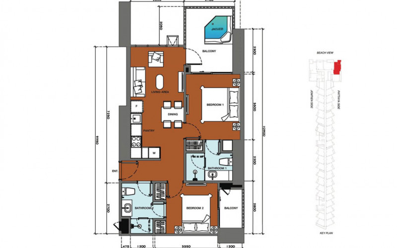 Vzorový 2 izbový apartmán 64 m², typ 2