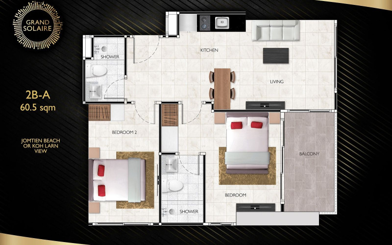 Vzorový 2 izbový apartmán 60,5 m², typ 2B-A