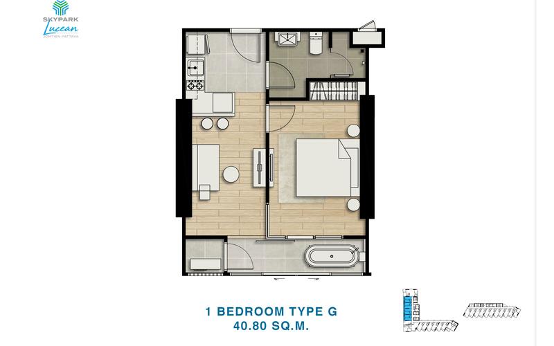 Vzorový 1 izbový apartmán 40,8 m², typ G