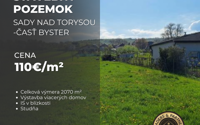 Stavebný pozemok Sady nad Torysou - časť Byster