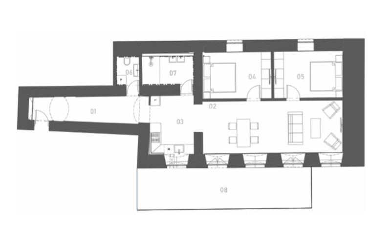 Rezidencia Trojka - vzorový apartmán 3+kk A4