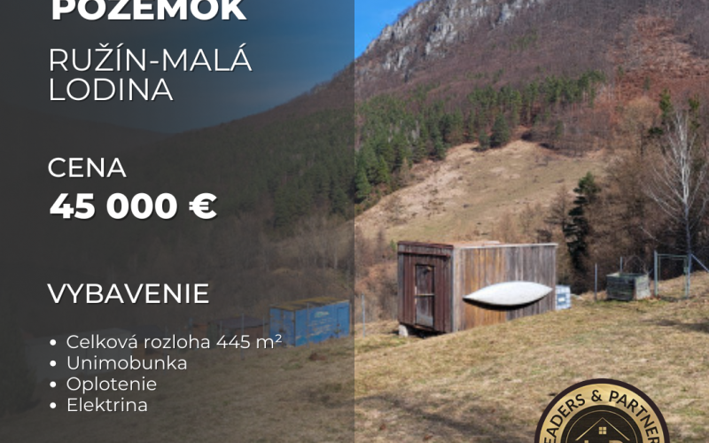 Rekreačný pozemok Malá Lodina-Ružín, 445 m²