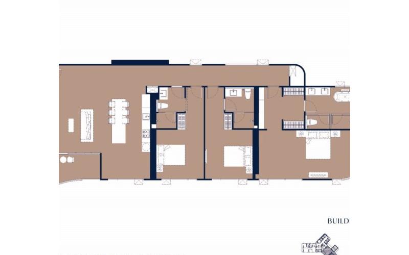 3 izbový vzorový apartmán, Aquarous Jomtien Pattaya, Thajsko