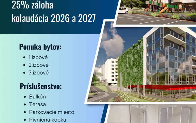 Predaj bytov 1izb. 2izb. 3izb. Nitra -  výstavba už prebieha.