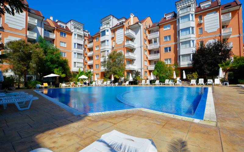 Apartmán 3+kk s balkónom a bazénom Slnečné Pobrežie, Bulharsko
