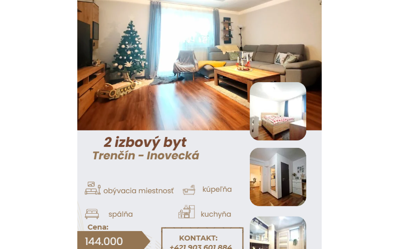 Exkluzívny 2-izbový byt 71 m² v top lokalite Trenčína