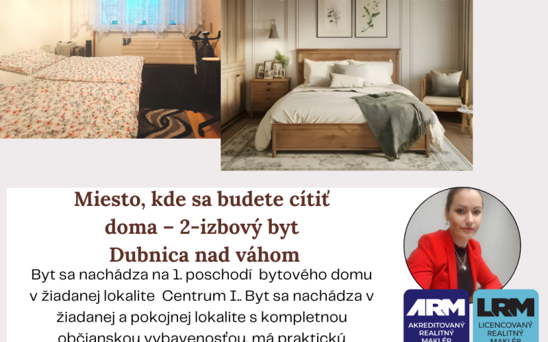 Príjemný 2-izbový byt s loggiou, výťahom a výbornou polohou Dubnica nad Váhom