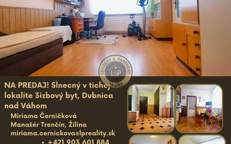 !ZNÍŽENÁ CENA! Priestranný 3izbový byt v tichej lokalite Dubnica nad Váhom