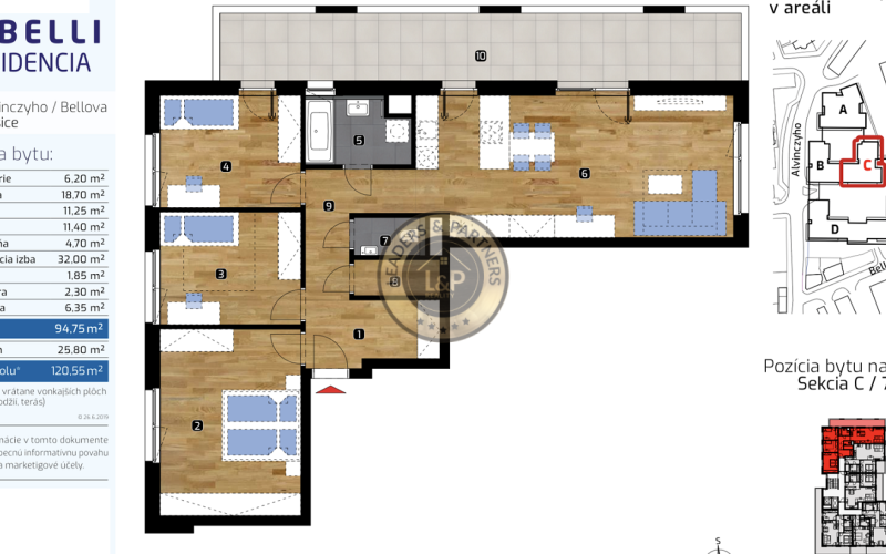 4 i byt Košice - Sever, rezidencia ALBELLI, balkón, 3x parkovacie miesto