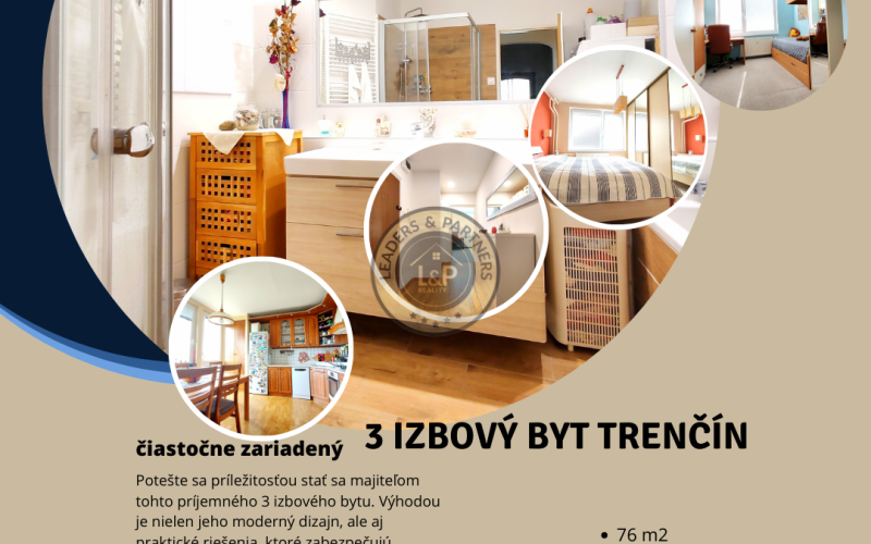REZERVOVANÉ! Priestranný 3 izbový byt po kompletnej rekonštrukcii v Trenčíne