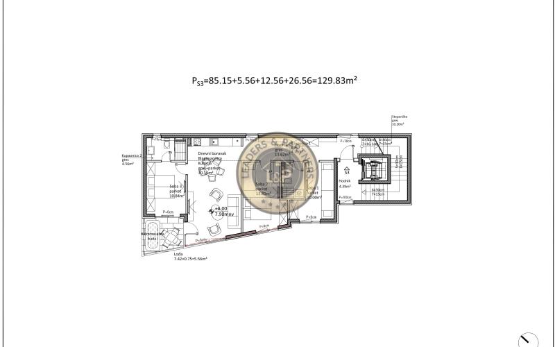 ZADAR - SUKOŠAN, luxusný apartmán s veľkou strešnou terasou (106,25 m2) hneď v prvom rade pri mori